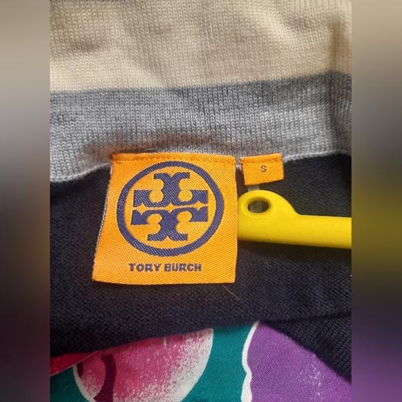 Tory Burch - Women's Knit Merino Wool Sweater - Blue/Multi - Small - Picture 6 of 7